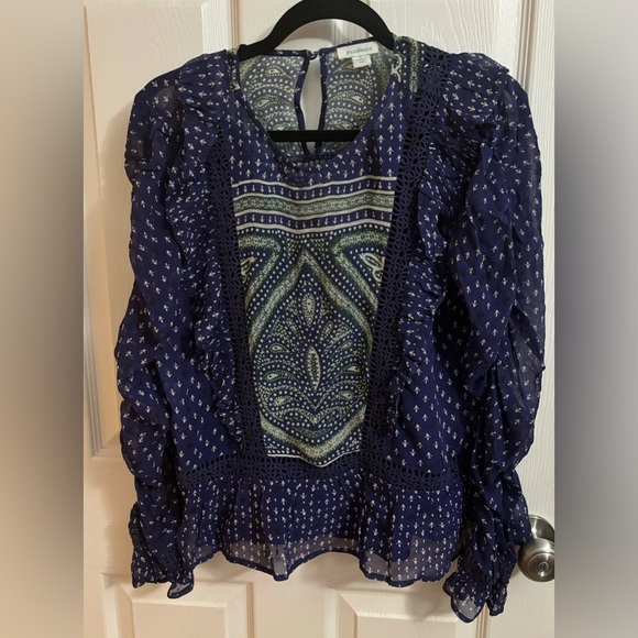 Sundance | Delamere Blouse Victorian Sheer Crochet Ruffle Blouse Purple Sz S - Picture 1 of 9